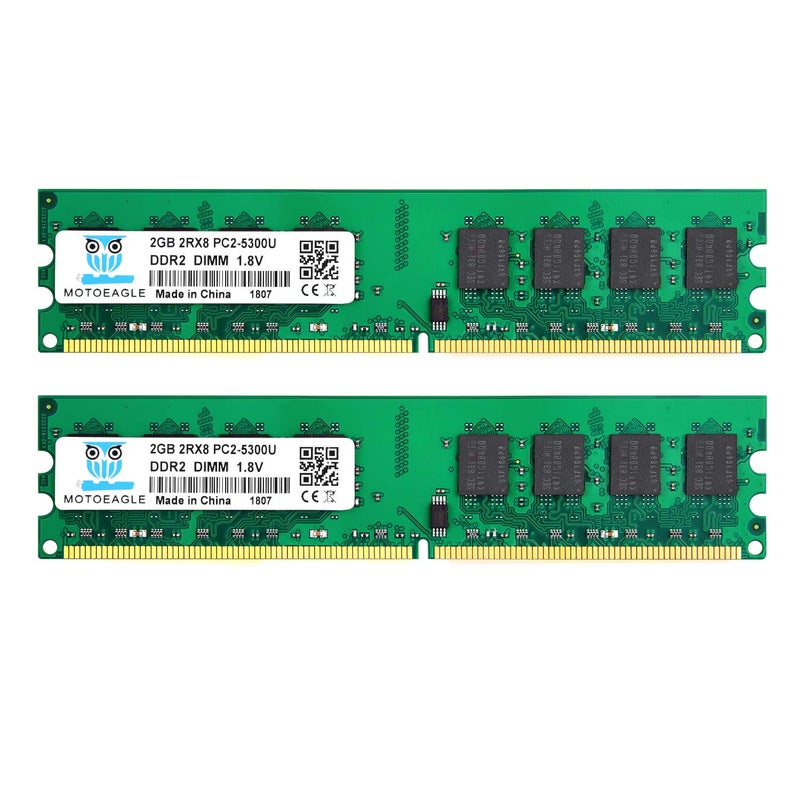 Motoeagle PC2-5300U 4GB Kit (2GBX2) DDR2 667MHz Udimm RAM 2Rx8 PC2 5300 1.8V Unbuffered Desktop Memory Modules - Image 1